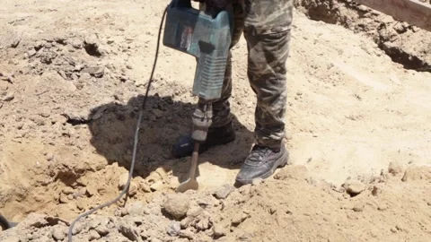 Jackhammer at a construction site close up Stock-Footage 228794770