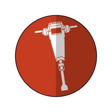Jackhammer construction tool design brown circle shadow Stock Illustration