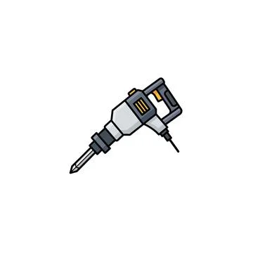 Jackhammer construction tool icon with drill bit and power cord Illustrazione stock