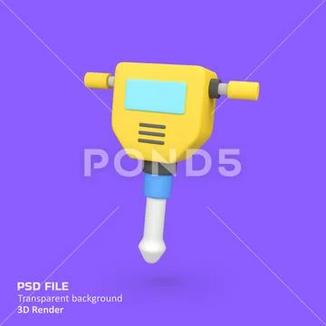 Jackhammer isolated 3d render icon illustration PSD Template