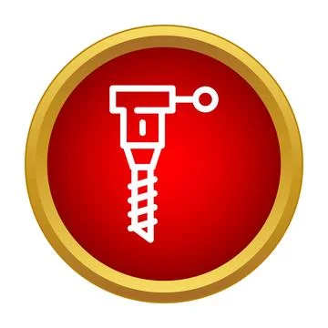 Jackhammer line icon in a red circle button with golden border Illustrazione stock
