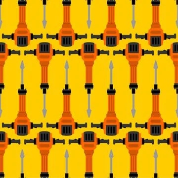 Jackhammer pattern seamless. Road worker tool background. vector texture Illustrazione stock