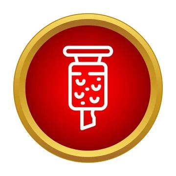 Jackhammer pneumatic drill line icon in red circle Stock Illustration