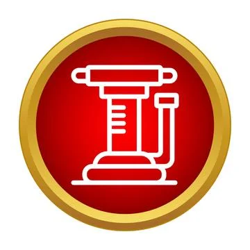 Jackhammer power tool icon inside a red circle Stock Illustration