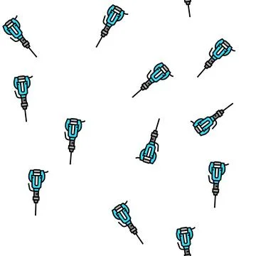 Jackhammer tool vector seamless pattern Stock Illustration