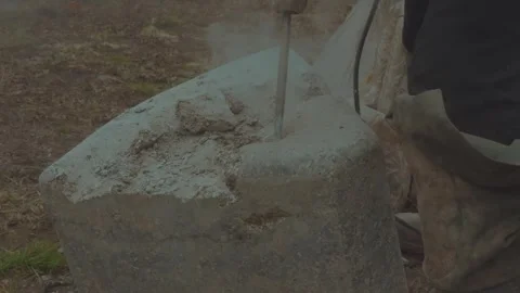 Jackhammer work, Jackhammer, Breaking stone with jackhammer Stock Footage 332771458