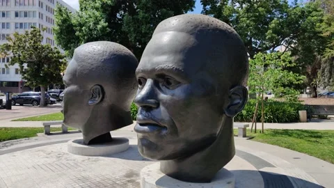 Jackie Robinson Memorial Statue Bust Pasadena California USA Video stock 155367921