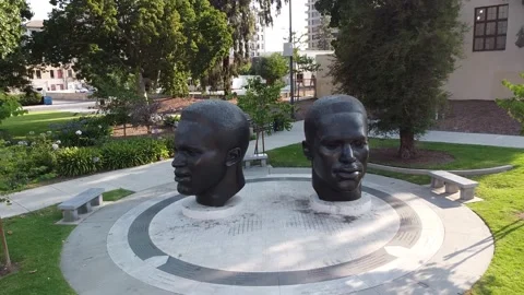 Jackie Robinson Memorial Statue Bust Pasadena California USA Stock Footage 157450481