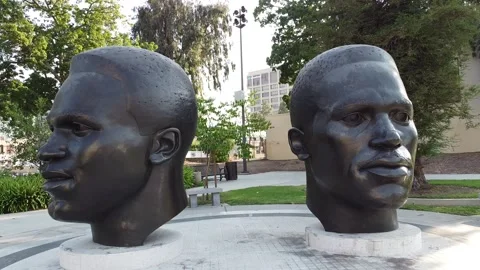 Jackie Robinson Memorial Statue Bust Pasadena California USA Stock Footage 157450669
