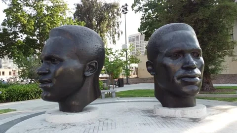 Jackie Robinson Memorial Statue Bust Pasadena California USA Stock Footage 157450869