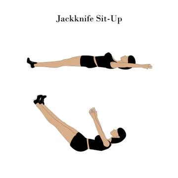 Jackknife sit up exercise workout Stock Illustration