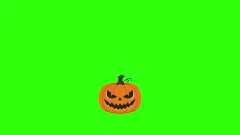 Jackolantern animated halloween evil pumpkin jumping 4k green screen backgr.. Stock Footage 346569506