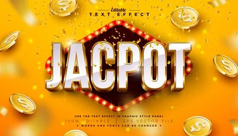 Jackpot 3D Text Effect Design Editable and Scalable Vector Graphic Style Effect Stock Illustration