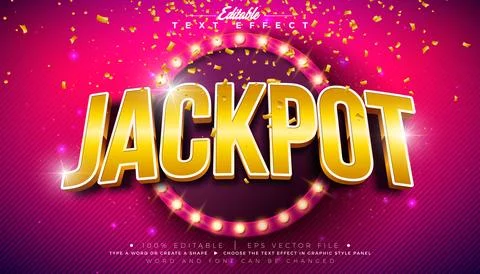 Jackpot 3D Text Effect Design Editable and Scalable Vector Graphic Style Effect Stock Illustration