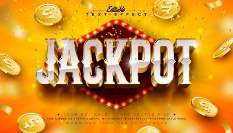 Jackpot 3D Text Effect Design Editable Vector Graphic Style with Shadow and.. Stock Illustration