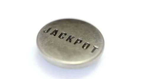 Jackpot button rotating on white background Stock Footage 35521017