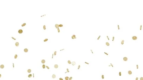 Jackpot or win concept. Coins explosion on isolated background. 库存插图