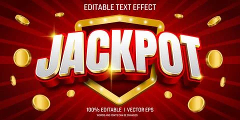 Jackpot red color vector 3d text effect with modern style design Stock Illustration