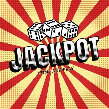 Jackpot retro poster, comic, dice. Vector illustration vintage イラスト素材
