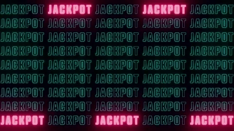 Jackpot sign, illuminated text moving up and down. Stock Footage 313487016