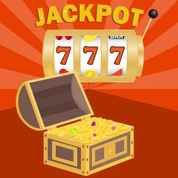 Jackpot, win the jackpot. Chest with gold coins to win in the jackpot. Stock Illustration