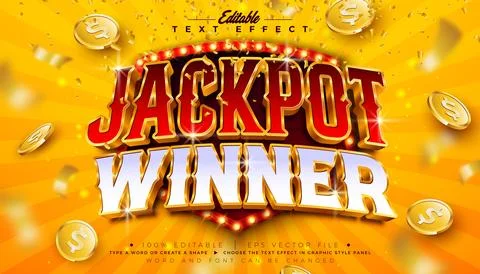 Jackpot Winner 3D Text Effect Design Editable Vector Graphic Style with Sha.. Stock Illustration