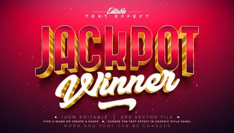 Jackpot Winner Editable Text Effect Vector Graphic Style with Gold Framed 3.. Illustrazione stock