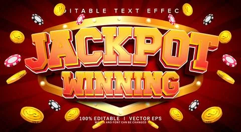 Jackpot winning 3d vector text effect with modern style design Stock Illustration