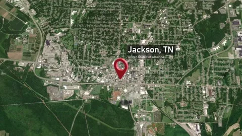 Jackson City Map Zoom (TN, USA) from Space to Earth Video stock 295801050
