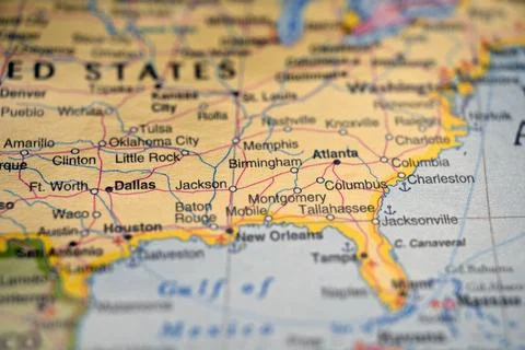 Jackson Highlighted on World Map  Soft Blur Travel Photography Focusing on .. Foto stock