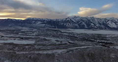 Jackson Hole Wyoming Mountain Range Covered in Snow Winter Landscape 4K Video stock 87222169