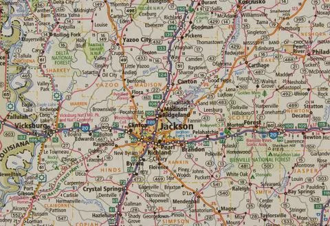Jackson Mississippi map 库存照片