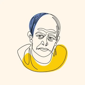 Jackson Pollock vector one line art portrait. American painter. Stock Illustration