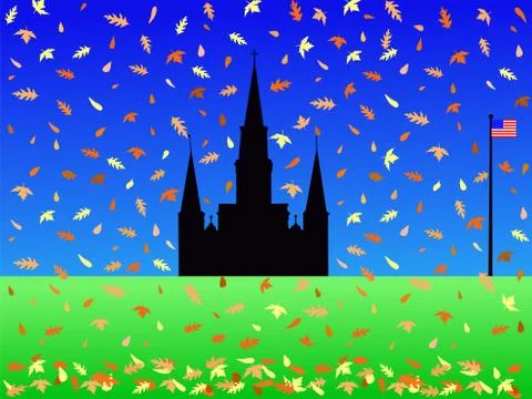 Jackson square in autumn Stock Illustration