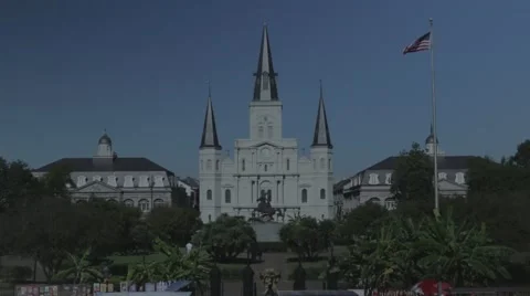 Jackson Square in New Orleans 03 with Flat Color Profile Stock Footage 47674221