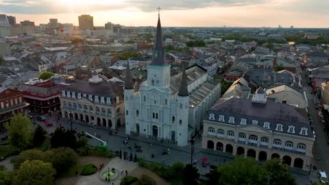 Jackson Square Sunset Orbit Drone 库存影片 302838892