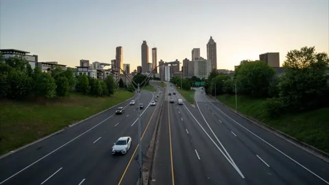 Jackson Street Bridge Timelapse in Atlanta Sunset 4K Stock Footage