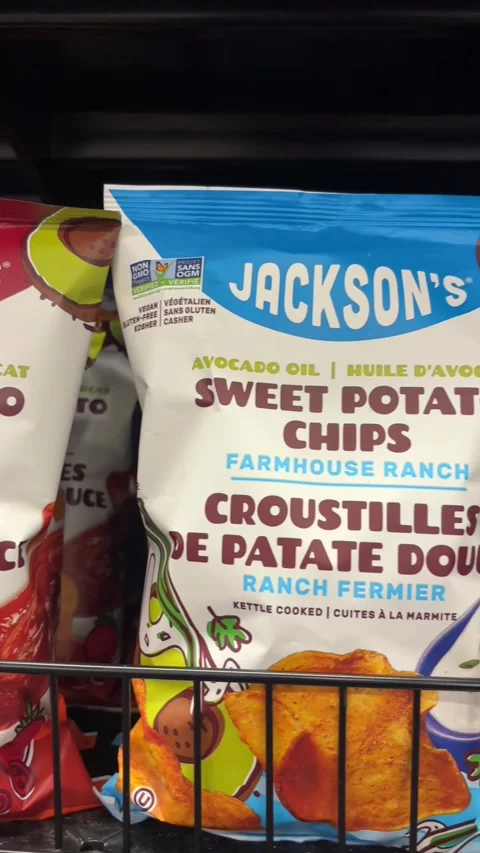 Jackson's kettle cooked sweet potato chips Stock-Footage 329897338
