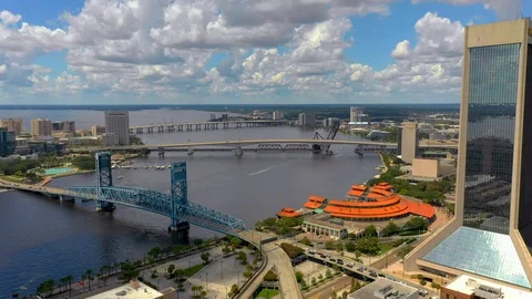 Jacksonville Florida scenic aerial shots 4k Stock Footage