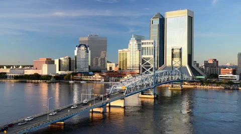 Jacksonville, florida skyline Stock Footage