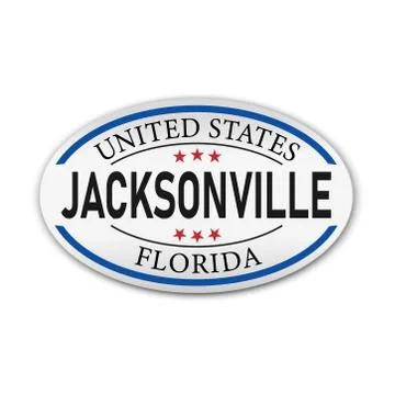 Jacksonville Florida Stamp Design Vector Art Tourism Souvenir Round Stock Illustration