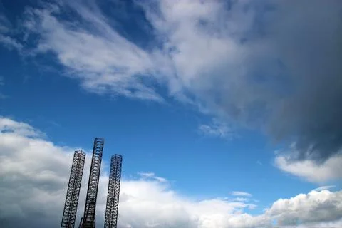 Jackup rig with clouds Stock Photos