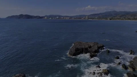Jaco Beach Costa Rica Cliffs &amp; Rocky Coastline, Pacific Ocean Aerial View Stock-Footage 331230032