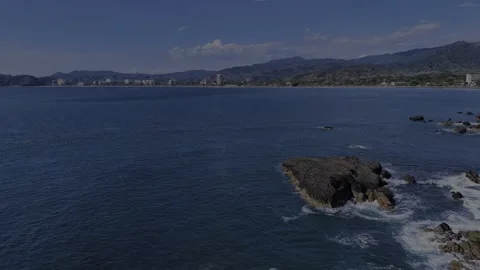 Jaco Beach Costa Rica Cliffs &amp; Rocky Coastline, Pacific Ocean Aerial View Stock Footage 331230064