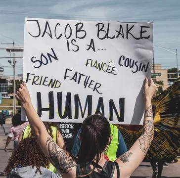 "Jacob Blake is a... Human" poster Stock-Fotos