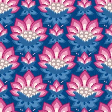 Jacobean floral vector pattern, meadow flowers background Stock Illustration