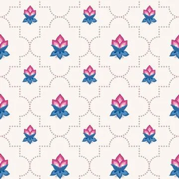 Jacobean floral vector pattern, meadow flowers background Stock Illustration