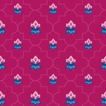 Jacobean floral vector pattern, meadow flowers background Stock Illustration