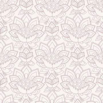 Jacobean floral vector pattern, meadow flowers background Stock Illustration