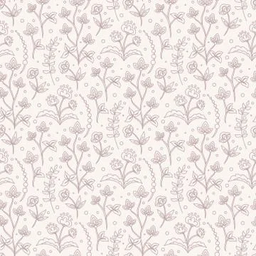 Jacobean floral vector pattern, meadow flowers background Stock Illustration